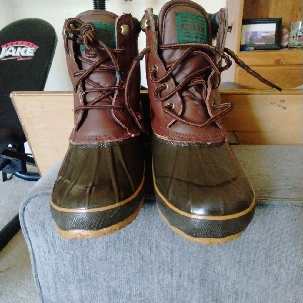 Mack Brown Leather Black Rubber Waterproof Women Duck Boots